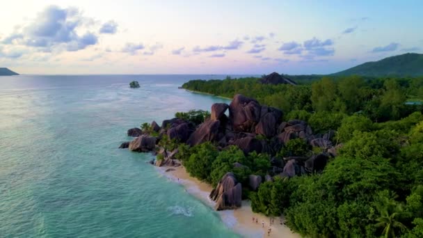 Anse Source Dargent Digue Seychellen Tropisch Strand Tijdens Een Luxe — Stockvideo