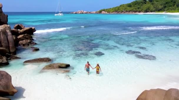 Spiaggia Anse Cocos Digue Seychelles Spiaggia Tropicale Durante Una Vacanza — Video Stock