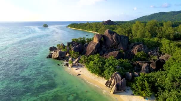 Anse Source Dargent Digue Seychely Tropická Pláž Během Dovolené Seychelách — Stock video