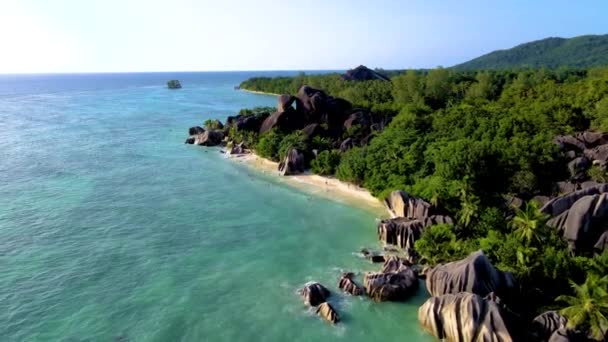 Anse Source Dargent Digue Seyşeller Seyşeller Tatil Sırasında Tropikal Plaj — Stok video