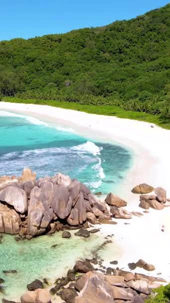 Anse Cocs Plajı Digue Seyşeller Plajı Seyşeller Lüks Bir Tatil — Stok video