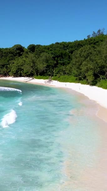 Anse Cocs Beach Digue Seychelles Tropical Beach Luxury Vacation Seychelles — Stock Video