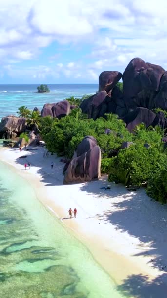 Seyşeller Lüks Bir Tatil Sırasında Anse Source Dargent Digue Seychelles — Stok video
