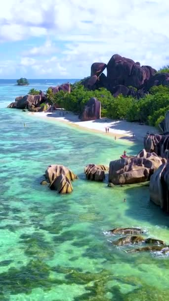 Anse Source Dargent Digue Seychelles Plage Tropicale Pendant Des Vacances — Video