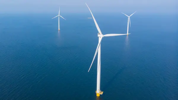 Clean new energy, Sustainable alternative energy, Offshore wind power plant, windmill energy in the Netherlands
