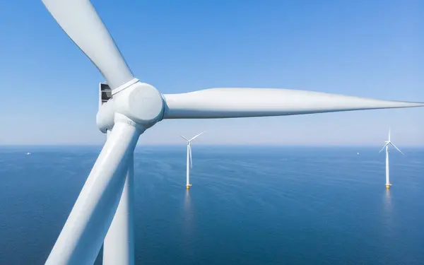 Offshore Wind Farm Windmill Turbines Netherlands — Stock Photo, Image