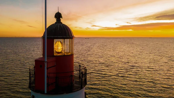 Leuchtturm Von Urk Niederlande Bei Sonnenuntergang Den Niederlanden Abend — Stockfoto