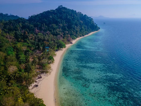 Vue Sur Plage Île Koh Kradan Thaïlande Vue Aérienne Par — Photo