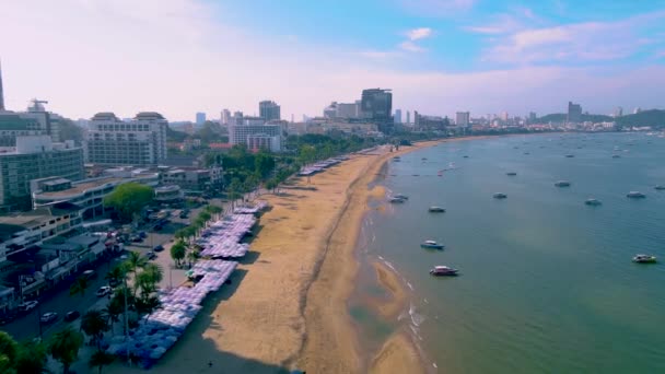 Pattaya Thailand Blick Auf Die Strandstraße Mit Hotels Und Wolkenkratzern — Stockvideo