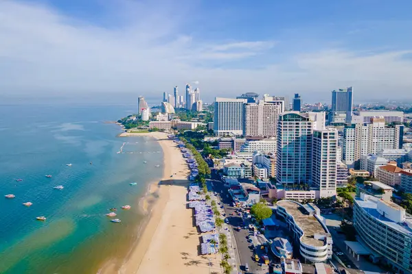 Pattaya Thailand View Beach Road Hotels Skyscrapers Buildings Alongside Renovated — Stock Photo, Image