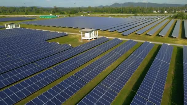 Paneles Solares Campo Energía Solar Vista Aérea Drones Tailandia Paneles — Vídeos de Stock