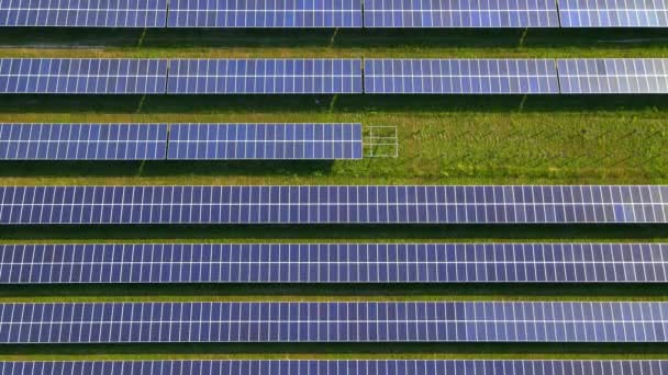 Solar Panels Sun Power Field Drone Aerial View Thailand Solar — Stock Video