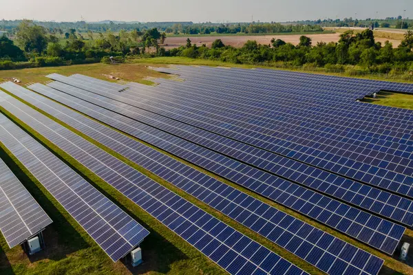 Sun Power Solar Panel Field Thailand Evening Light Energy Transition — Stock Photo, Image
