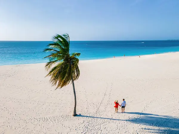 Eagle Beach Aruba Karibský Ostrov Palmy Pobřeží Eagle Beach Arubě — Stock fotografie