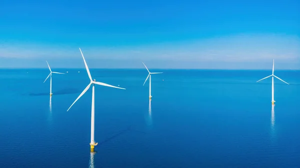Windmill Turbines Blue Sky Windmill Turbines Ocean Biggest Wind Park — Stock Photo, Image