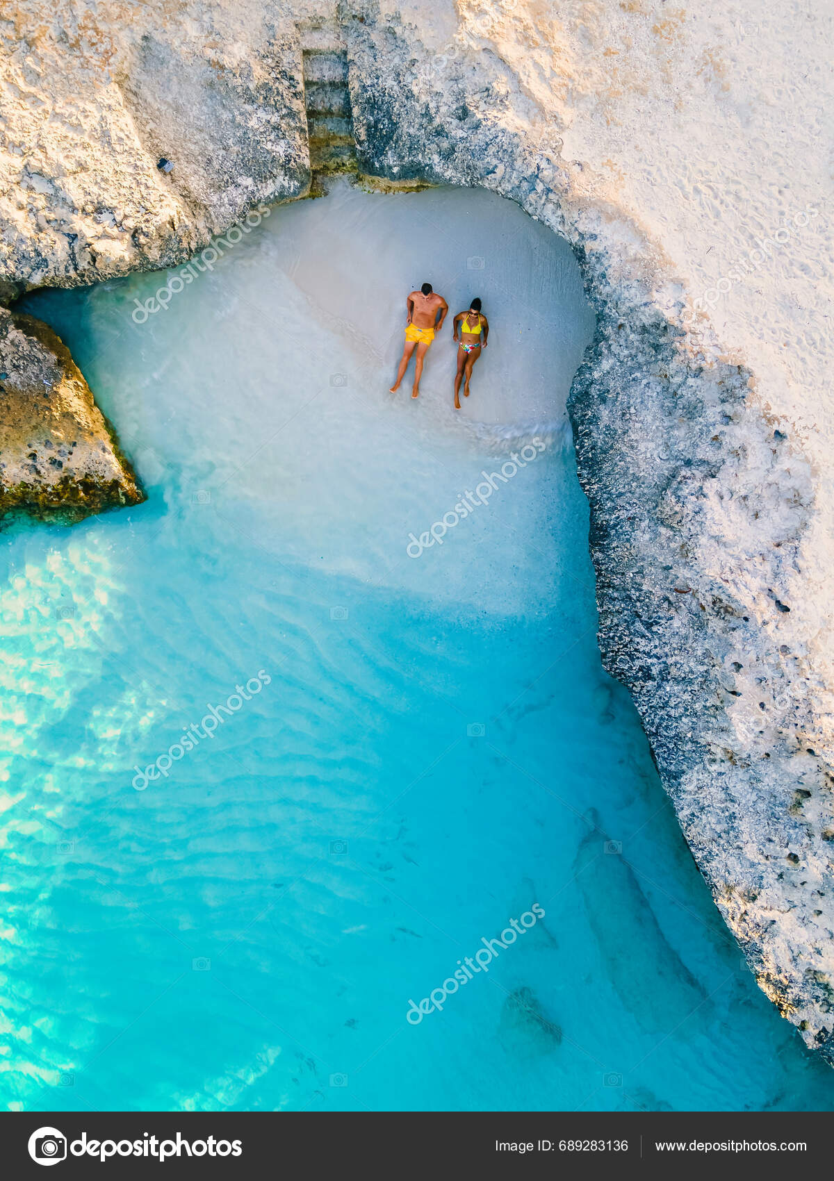 Tres Trapi Steps Triple Steps Beach Aruba Popular Beach Locals Stock