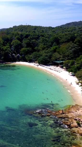 タイの熱帯島コ サメット タイの空中ドローンビュー タイの熱帯ビーチで上から眺める — ストック動画