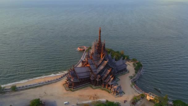 Sanctuaire Vérité Temple Bois Pattaya Thaïlande Est Une Construction Bois — Video