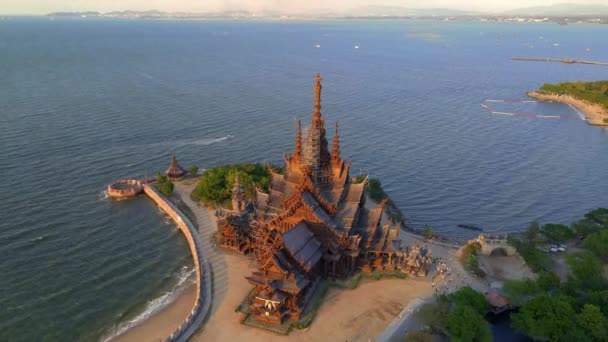 Asylum Pravdy Dřevěný Chrám Pattaya Thajsko Gigantické Dřevěné Konstrukce Nachází — Stock video