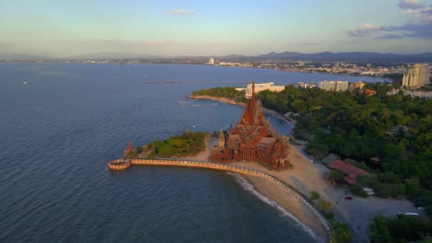 Asylum Pravdy Dřevěný Chrám Pattaya Thajsko Gigantické Dřevěné Konstrukce Nachází — Stock video