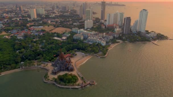 Pattaya Tayland Daki Doğruluk Mabedi Naklua Pattaya Şehrinde Bulunan Devasa — Stok video
