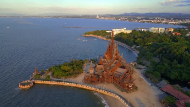 Sanctuaire Vérité Temple Bois Pattaya Thaïlande Est Une Construction Bois — Video