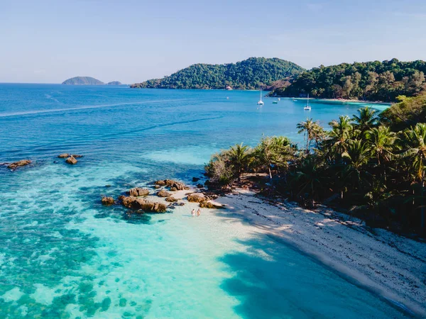 Drone Widok Lotu Ptaka Wyspie Koh Wai Trat Tajlandia Jest — Zdjęcie stockowe