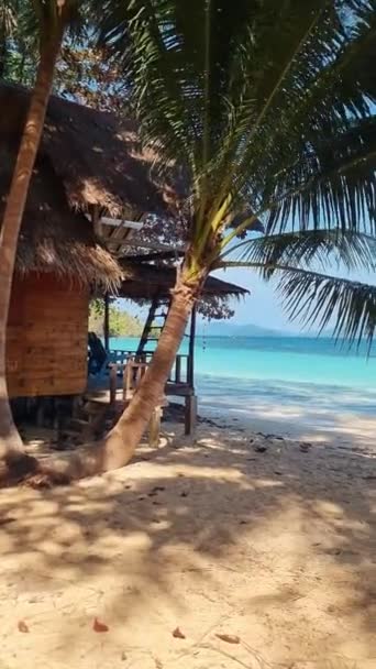 Dřevěné Bambusové Chýše Pláži Ostrova Koh Wai Trat Thajsko Plechový — Stock video