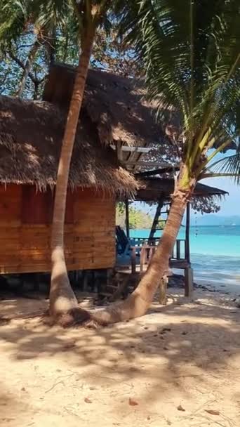 Cabaña Bambú Madera Playa Koh Wai Island Trat Thailand Una — Vídeo de stock