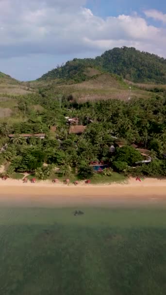 Praia Calma Com Água Cristalina Céu Azul Koh Libong Trang — Vídeo de Stock