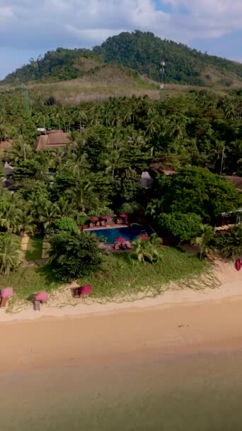 Praia Calma Com Água Cristalina Céu Azul Koh Libong Província — Vídeo de Stock