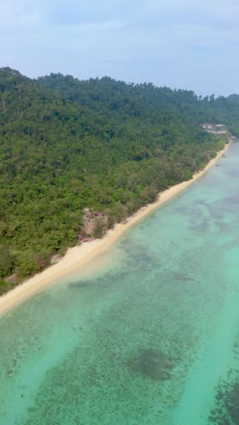 Dron Letecký Pohled Koh Ngai Tropický Ostrov Palmami Měkkým Bílým — Stock video