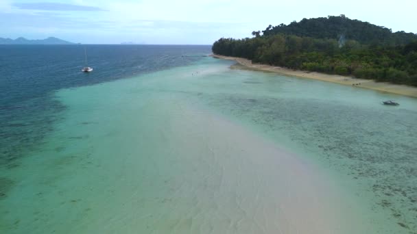 Vista Aérea Recife Coral Frente Koh Kradan Uma Ilha Tropical — Vídeo de Stock