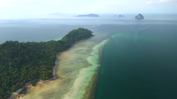 Drone Aerial View Koh Kradan Tropical Island Coral Reef Soft — Stock Video