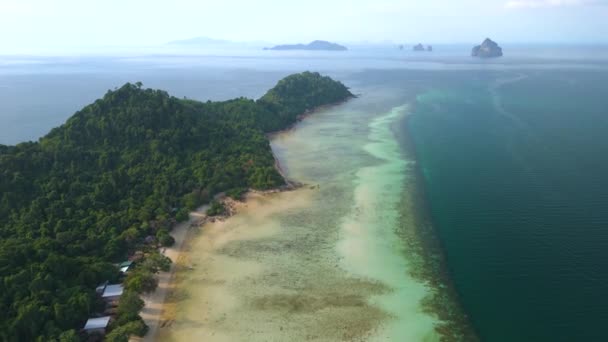 Drone Aerial View Koh Kradan Tropical Island Thailand Soft White — Stock Video