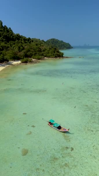 Koh Kradan Tropische Insel Mit Palmen Weichem Weißen Sand Und — Stockvideo