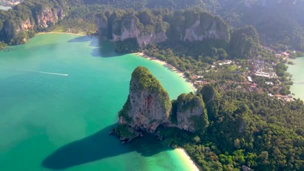 Railay Beach Krabi Thailandia Una Spiaggia Tropicale Con Oceano Color — Video Stock
