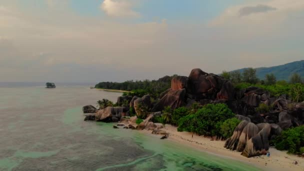 Anse Fonte Dpraia Argent Ilha Digue Seychelles — Vídeo de Stock