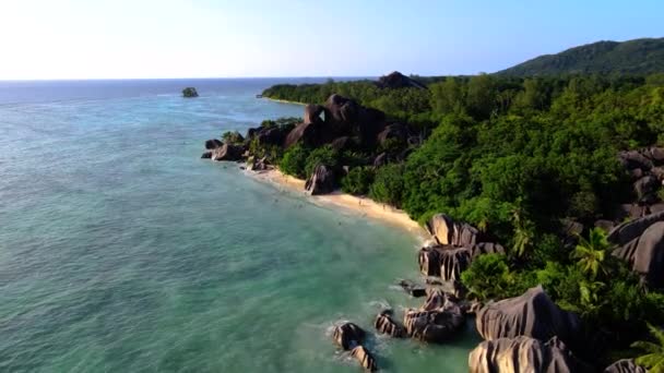 Anse Fonte Dargent Beach Digue Island Seychelles — Video Stock