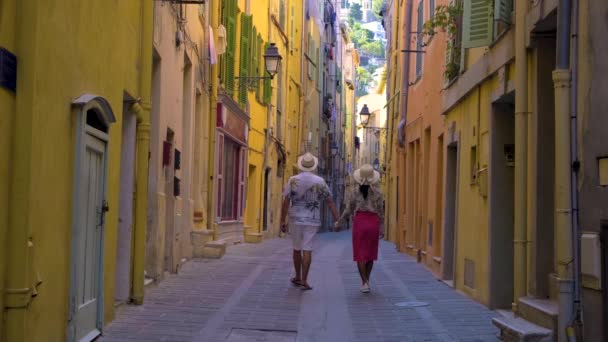 Colorido Casco Antiguo Menton Riviera Francesa Francia Atardecer Una Diversa — Vídeos de Stock