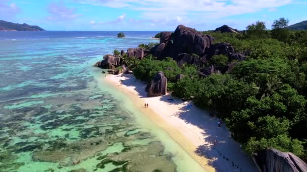 Anse Source Dargent Plage Digue Island Seychelles Couple Hommes Femmes — Video