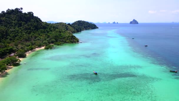 Drone Vista Aérea Koh Kradan Uma Ilha Tropical Turqouse Colorido — Vídeo de Stock