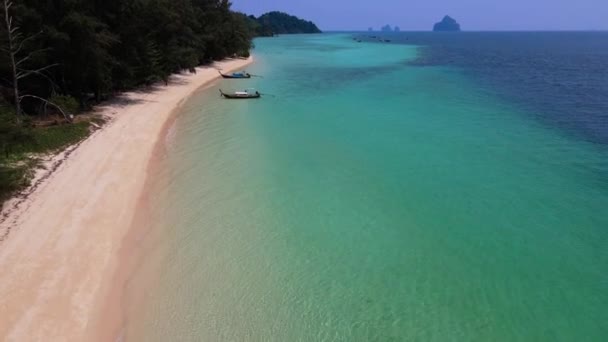 Drone Luchtfoto Bij Koh Kradan Een Tropisch Eiland Trang Thailand — Stockvideo
