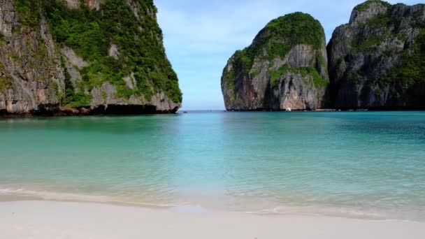 Maya Bay Koh Phi Phi Thailand Turkoois Helder Water Thailand — Stockvideo