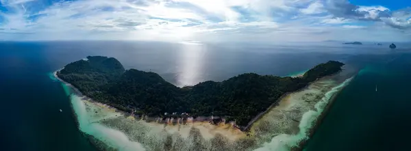 Vista Panoramica Drone Vista Aerea Koh Kradan Isola Tropicale Con — Foto Stock