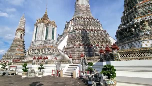 Храм Ват Арун Бангкоке Закате Таиланде Буддийский Храм Ват Арун — стоковое видео