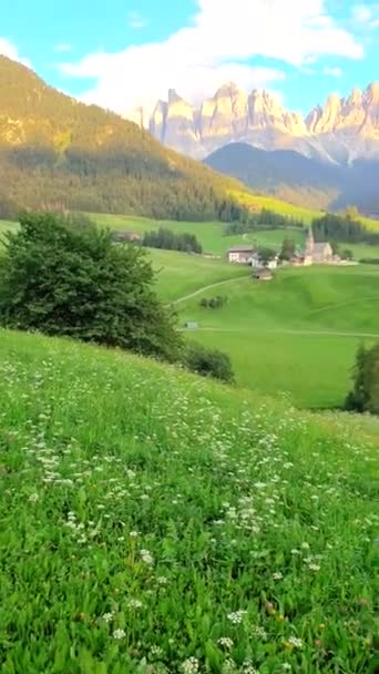 Dolomites Talya Daki Santa Maddalena Köyü Santa Magdalena Köyü Büyülü — Stok video