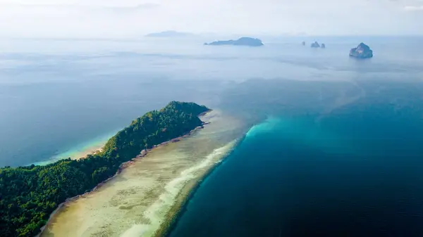 Drone Top Vista Aérea Superior Cima Koh Kradan Uma Ilha — Fotografia de Stock