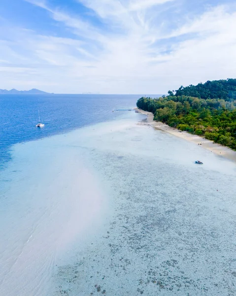 Drone Vista Aérea Superior Koh Kradan Una Isla Tropical Con — Foto de Stock