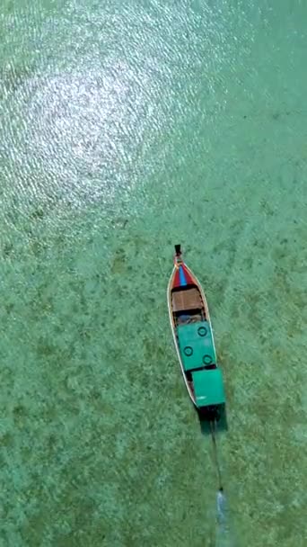 Длиннохвостый Катер Плавает Огромному Океану Окружённый Жидкостью Насколько Видны Глаза — стоковое видео